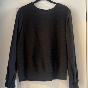 Porridge Black Textured Long Sleeve Top